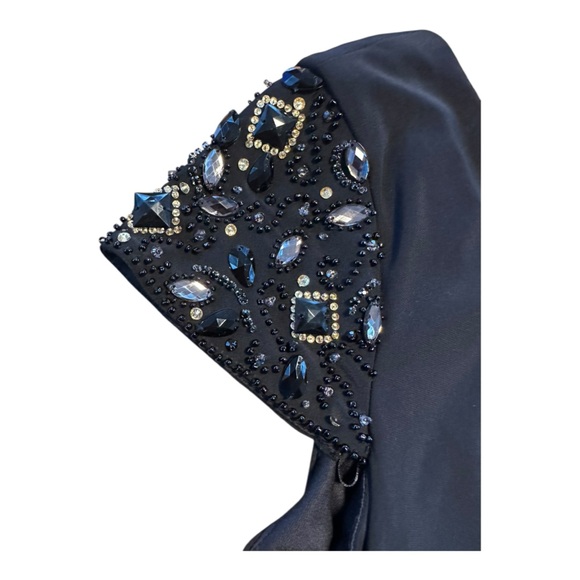 Eliza J 16W NWT Black Embellished Sleeve Ruched Christmas Party Cocktail Dress - Picture 7 of 16